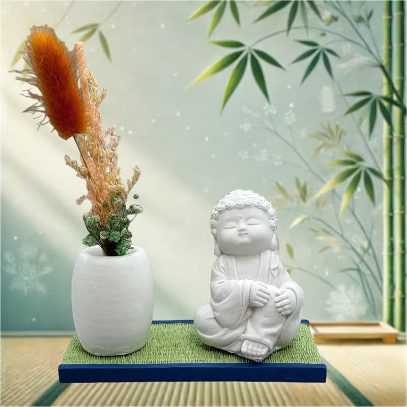 禪風設計 仿真榻榻米版香氛組 淨念吉祥之小佛隨願 居家涼感提升