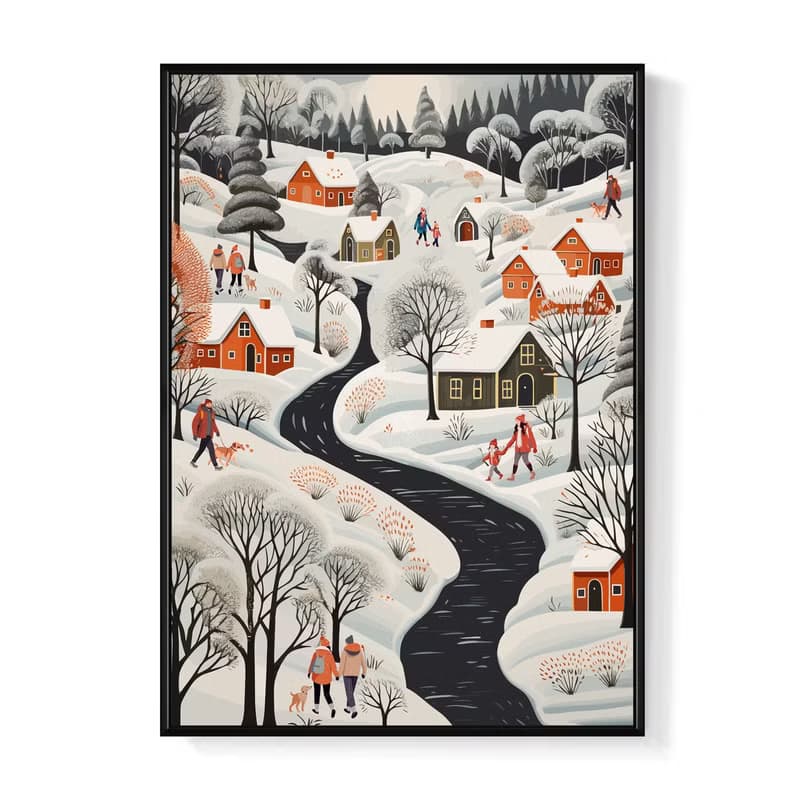 聖誕清晨雪景 - 聖誕插畫/聖誕溫馨插畫/聖誕交換禮物/耶誕節節慶