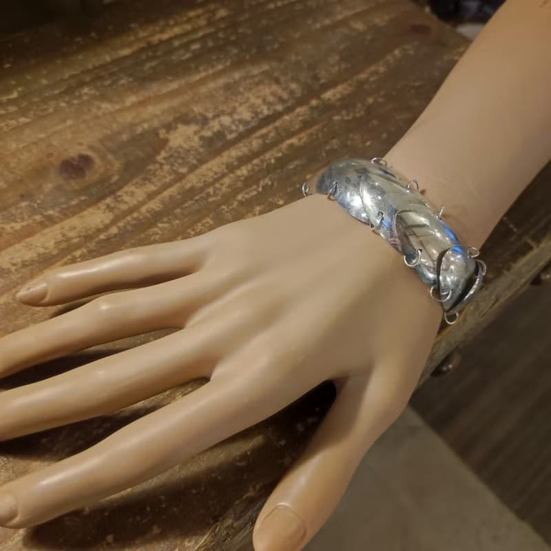 アートピースのような一本。アンティークシルバースプーンブレスレット_0883 レトロモダン　インダストリアル