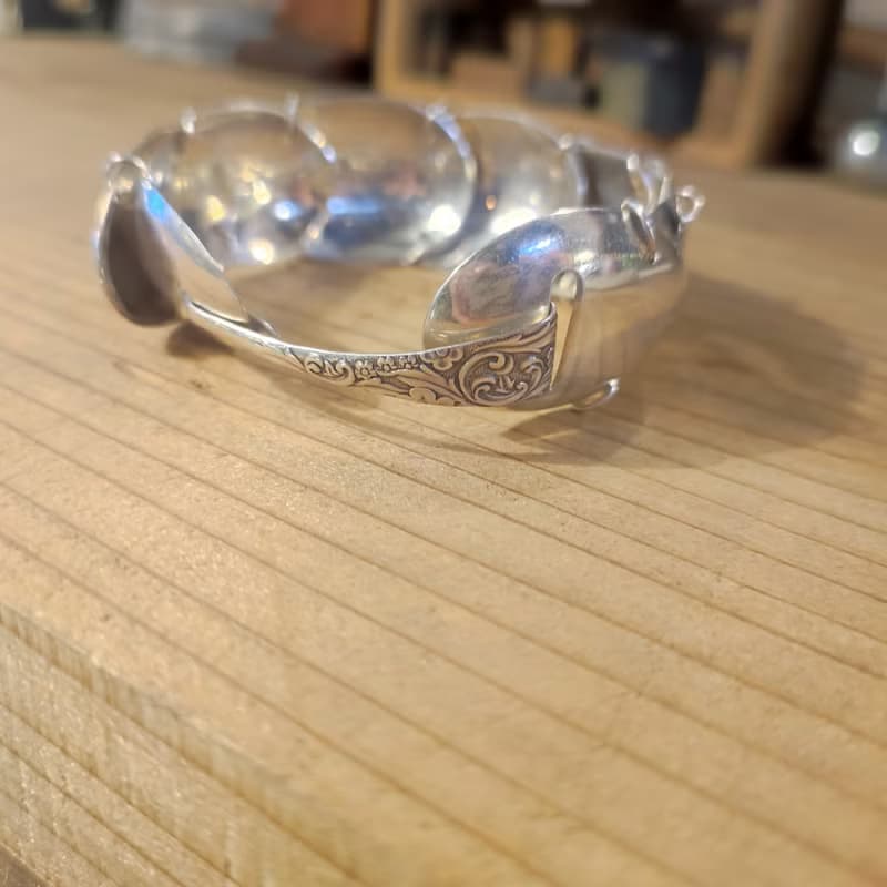 アートピースのような一本。アンティークシルバースプーンブレスレット_0883 レトロモダン　インダストリアル