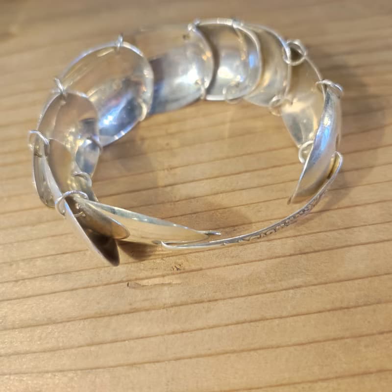 アートピースのような一本。アンティークシルバースプーンブレスレット_0883 レトロモダン　インダストリアル