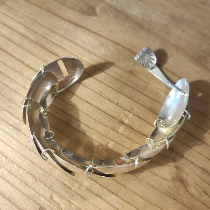アートピースのような一本。アンティークシルバースプーンブレスレット_0883 レトロモダン　インダストリアル