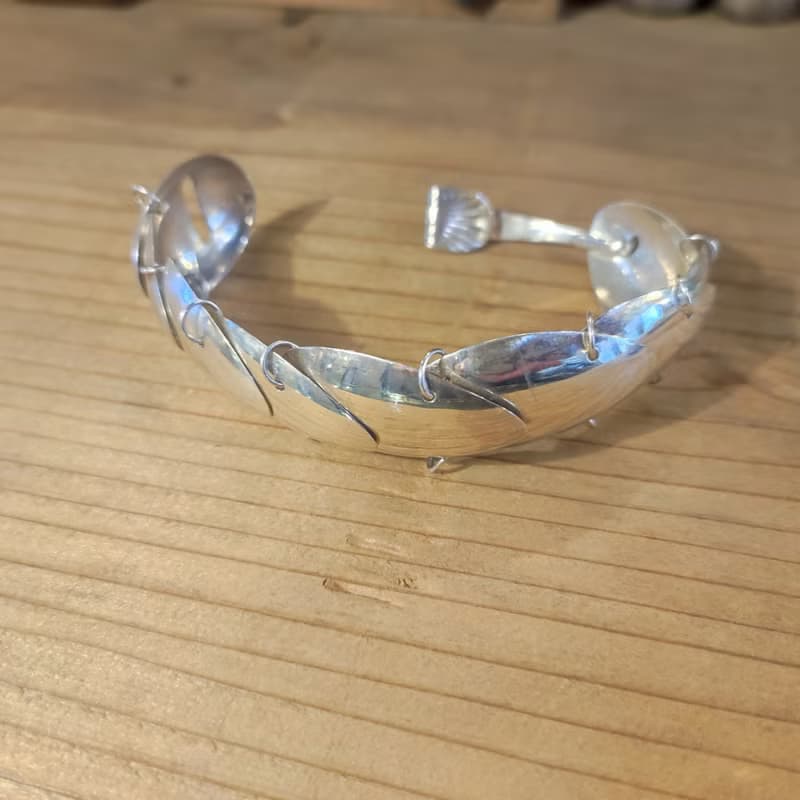 アートピースのような一本。アンティークシルバースプーンブレスレット_0883 レトロモダン　インダストリアル
