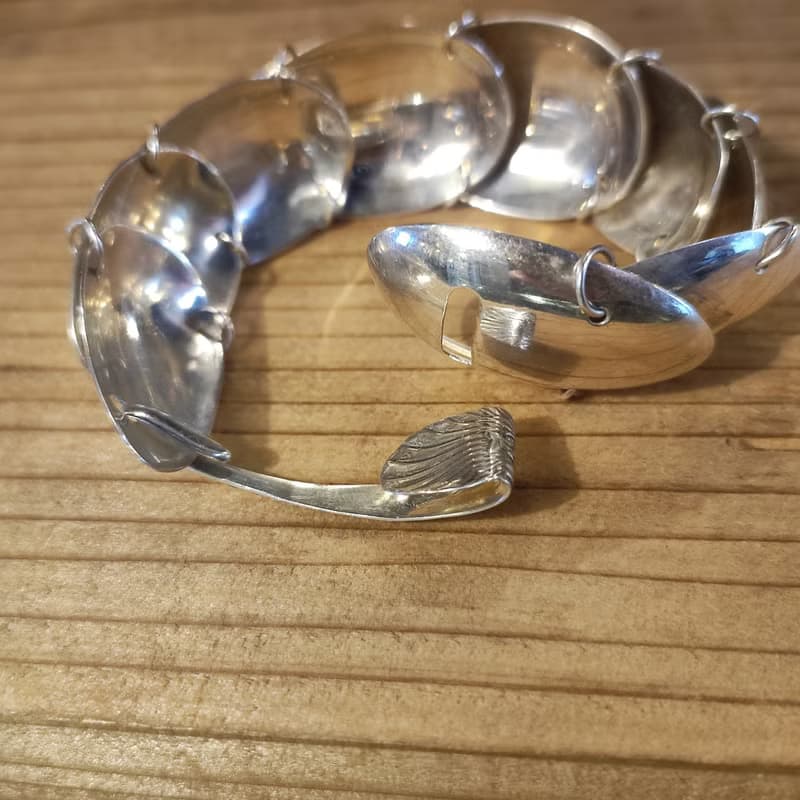 アートピースのような一本。アンティークシルバースプーンブレスレット_0883 レトロモダン　インダストリアル