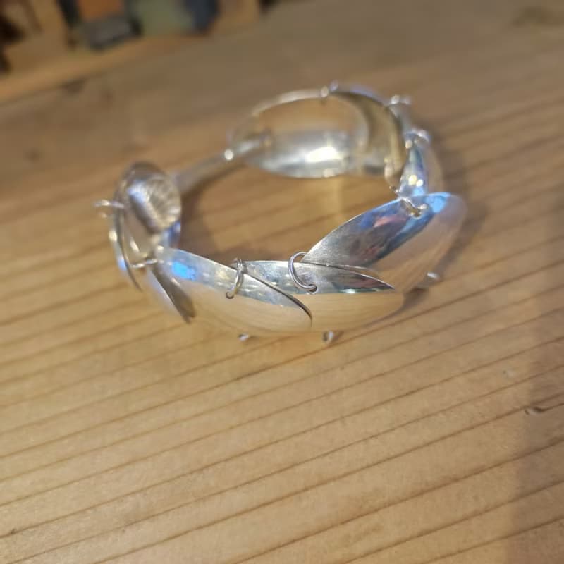 アートピースのような一本。アンティークシルバースプーンブレスレット_0883 レトロモダン　インダストリアル