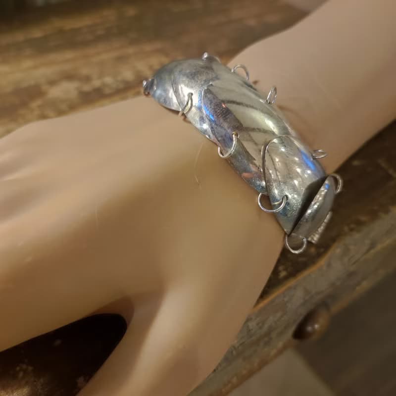 アートピースのような一本。アンティークシルバースプーンブレスレット_0883 レトロモダン　インダストリアル