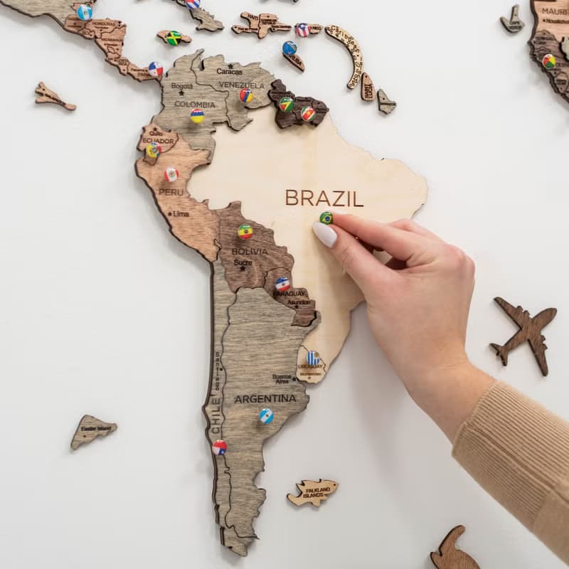 Wooden Map, Large Wall Art, Wood World Map, Unique Home Decor Puzzle, Christmas