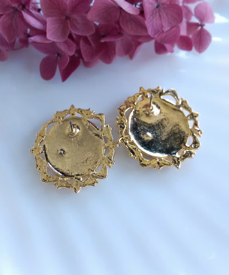 Vintage Jewelry 西洋古董飾品 景泰藍 雅致蝶花 針式耳環