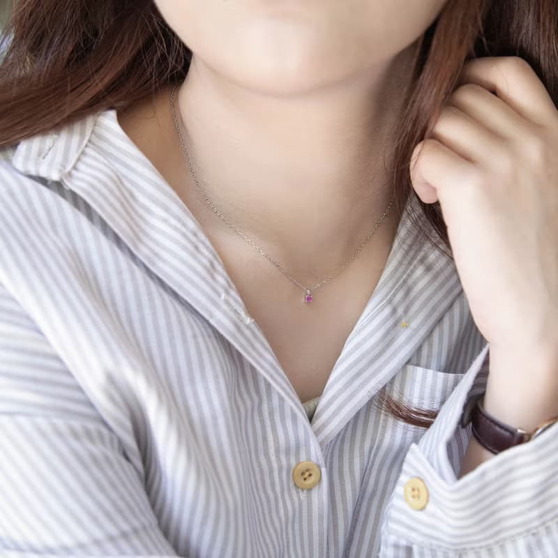 紅寶石單鑽純銀項鍊 | 誕生石系列_7月誕生石 生日禮物