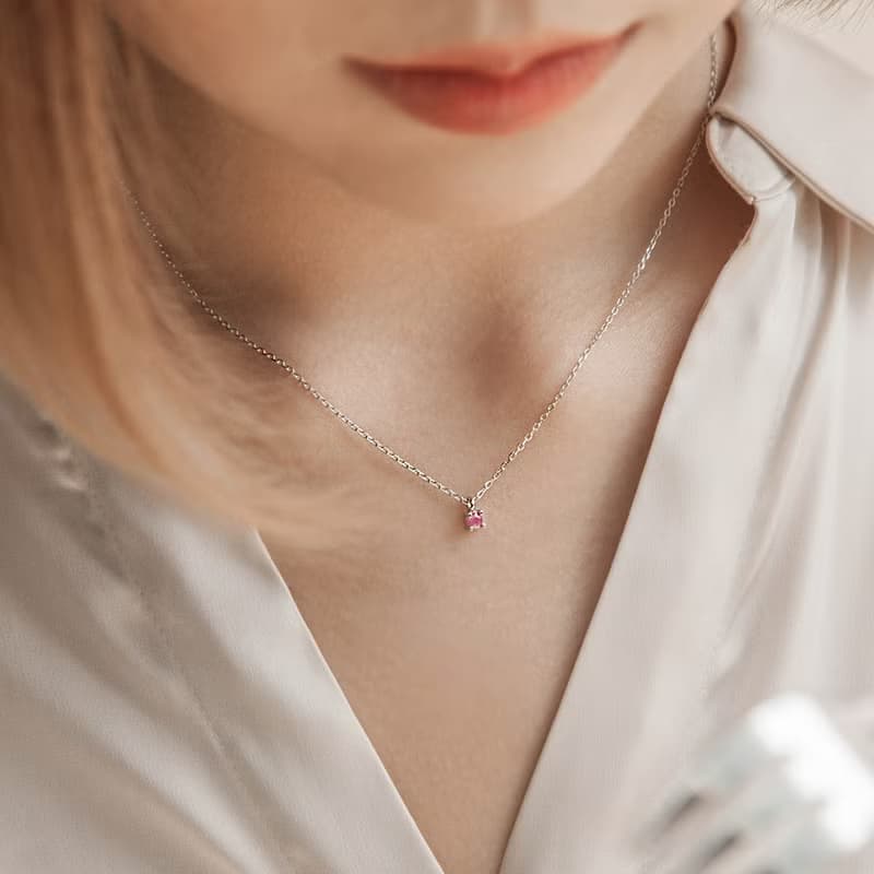 紅寶石單鑽純銀項鍊 | 誕生石系列_7月誕生石 生日禮物