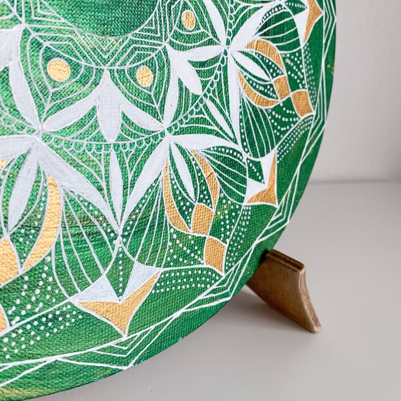 Green mandala meditation painting Sacred geometry home decor Symbolic painting