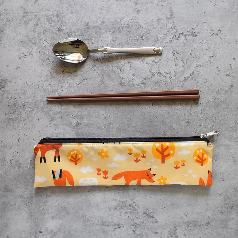 外出餐具組(筷袋+筷子+湯匙)_狐狸