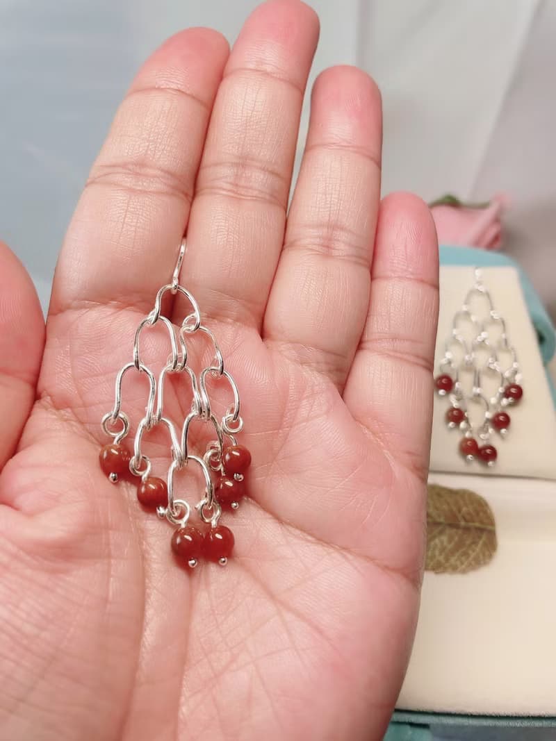 925純銀耳環 小紅莓