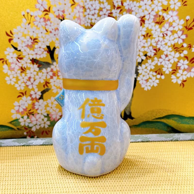 【藤華聚財】日本清水燒招財貓 | 花結晶藤体花 - 億万両