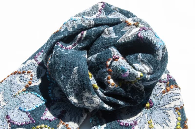 喀什米爾Cashmere/水煮羊毛披肩/針織圍巾/刺繡圍巾/羊絨披巾-花