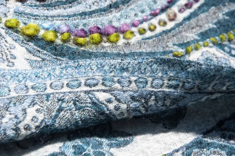 喀什米爾Cashmere/水煮羊毛披肩/針織圍巾/刺繡圍巾/羊絨披巾-花