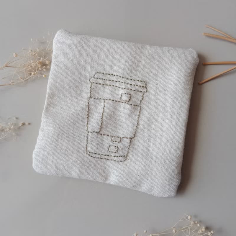 Work hard coaster set hand embroidered 4 PCS different.