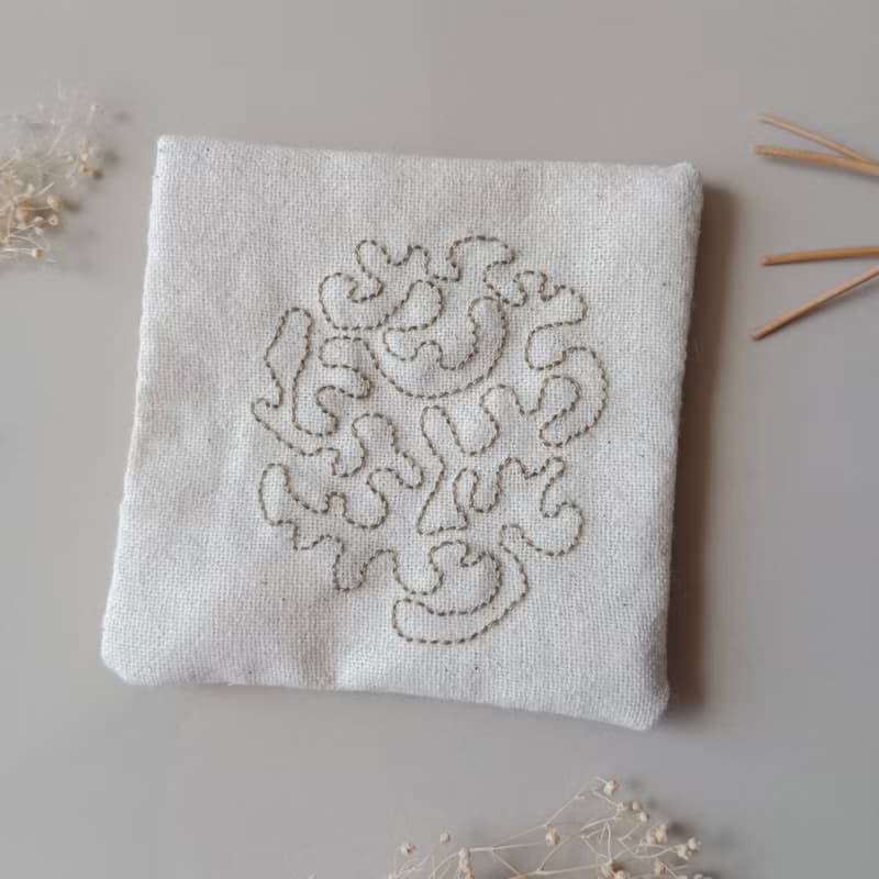 Work hard coaster set hand embroidered 4 PCS different.