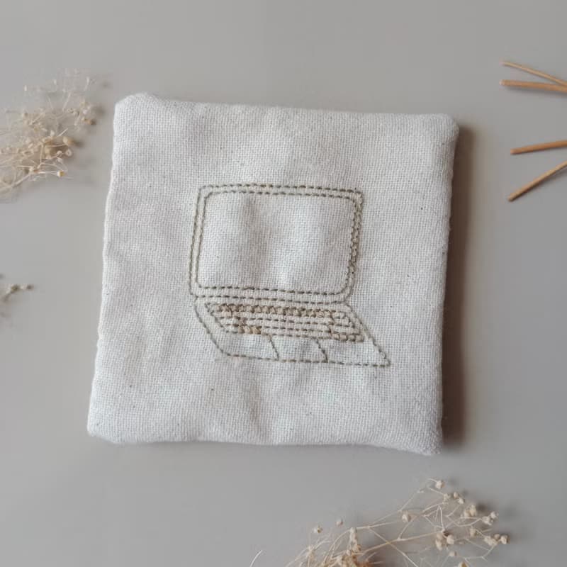 Work hard coaster set hand embroidered 4 PCS different.