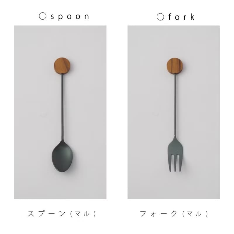 Wood Cutlery Spoon Fork Child Children Coffee Gift Present Stainless Cute Japan