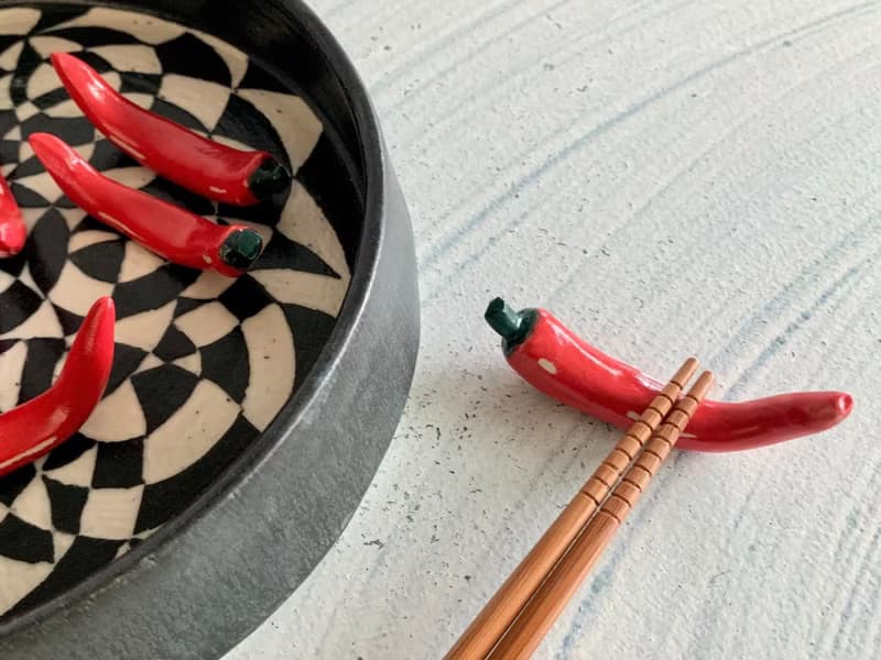 紅火朝天椒陶製筷子架_陶器筷架