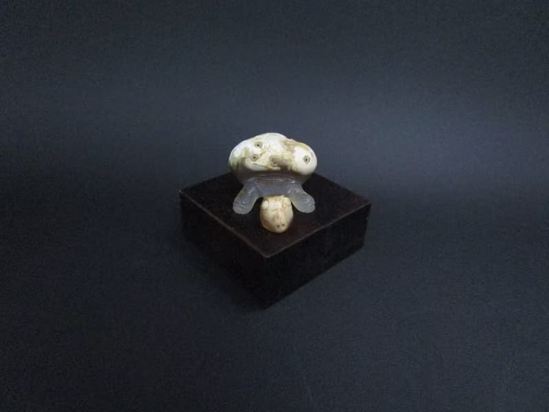 雕件 逗樂動物-長頸龜 印尼黃皮紅玉髓