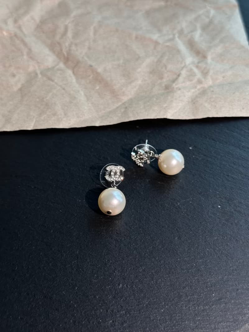 中古品 Chanel cc閃鑽珍珠耳釘