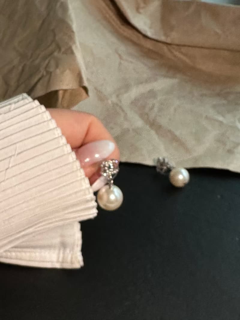 中古品 Chanel cc閃鑽珍珠耳釘