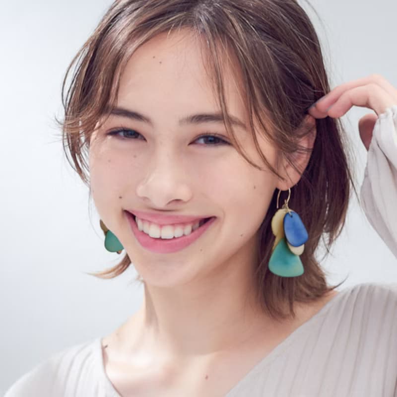 14kgf 米白色 x 黃色 象牙果耳環 / 耳夾
