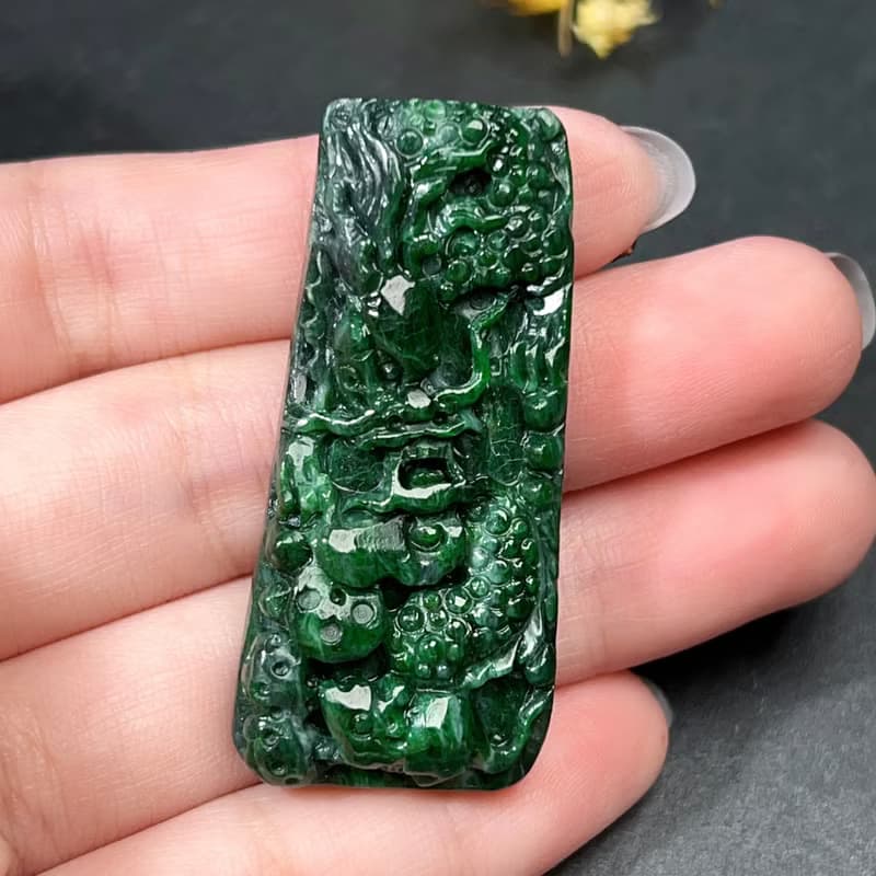 老花青翡翠龍牌 | 天然緬甸玉A貨翡翠 | 送禮