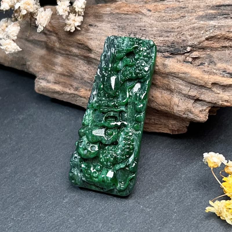 老花青翡翠龍牌 | 天然緬甸玉A貨翡翠 | 送禮