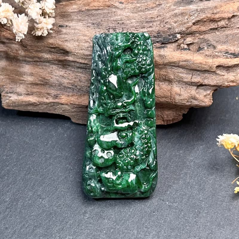 老花青翡翠龍牌 | 天然緬甸玉A貨翡翠 | 送禮