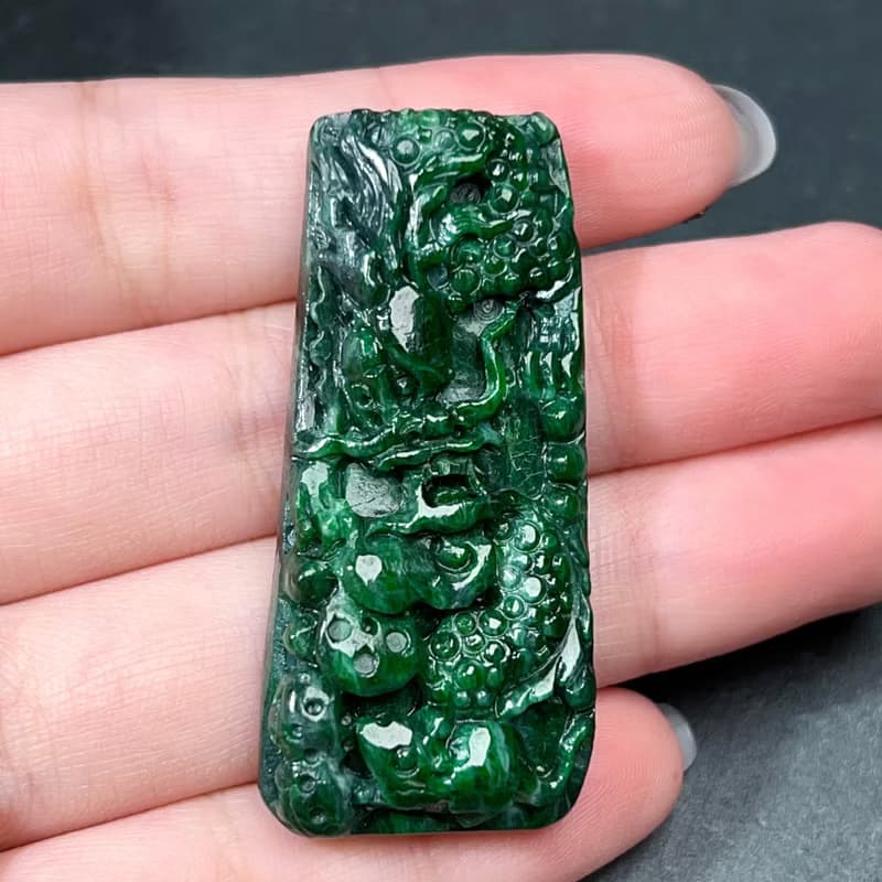 老花青翡翠龍牌 | 天然緬甸玉A貨翡翠 | 送禮