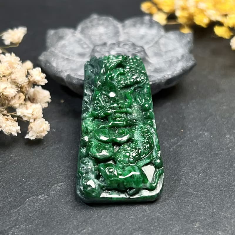 老花青翡翠龍牌 | 天然緬甸玉A貨翡翠 | 送禮