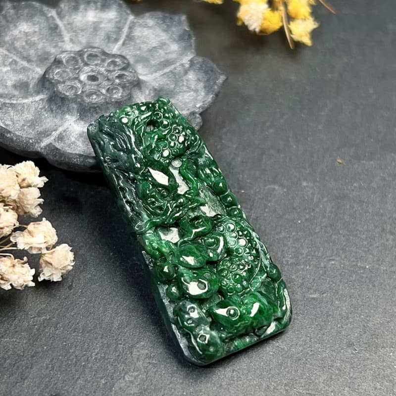 老花青翡翠龍牌 | 天然緬甸玉A貨翡翠 | 送禮
