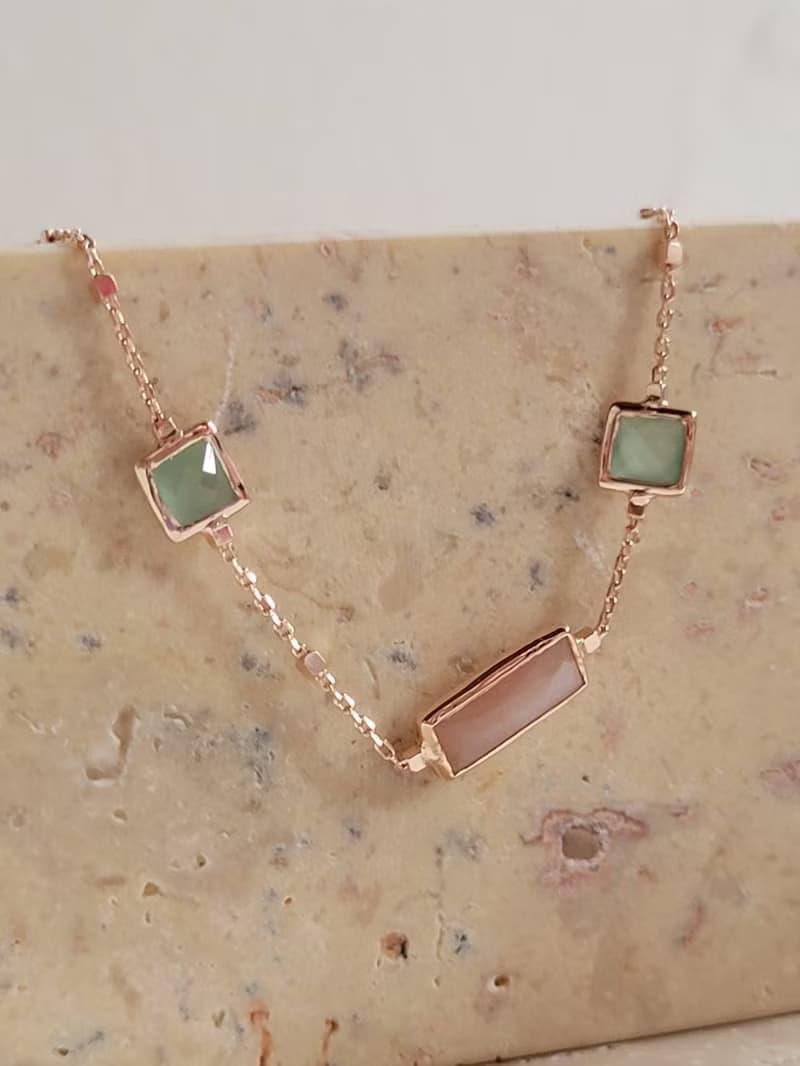 花語水晶手鍊/蜜桃月光石水晶/東菱石水晶/純銀輕珠寶