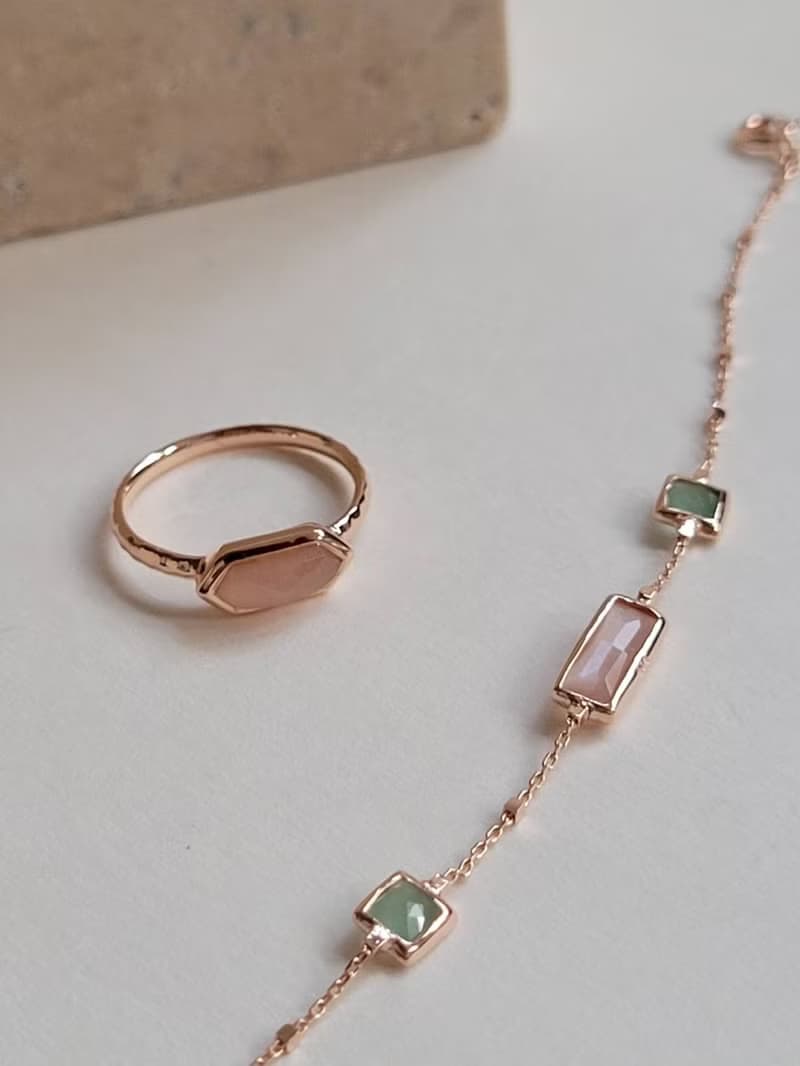 花語水晶手鍊/蜜桃月光石水晶/東菱石水晶/純銀輕珠寶