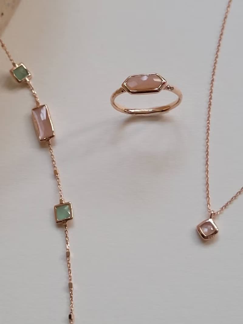 花語水晶手鍊/蜜桃月光石水晶/東菱石水晶/純銀輕珠寶