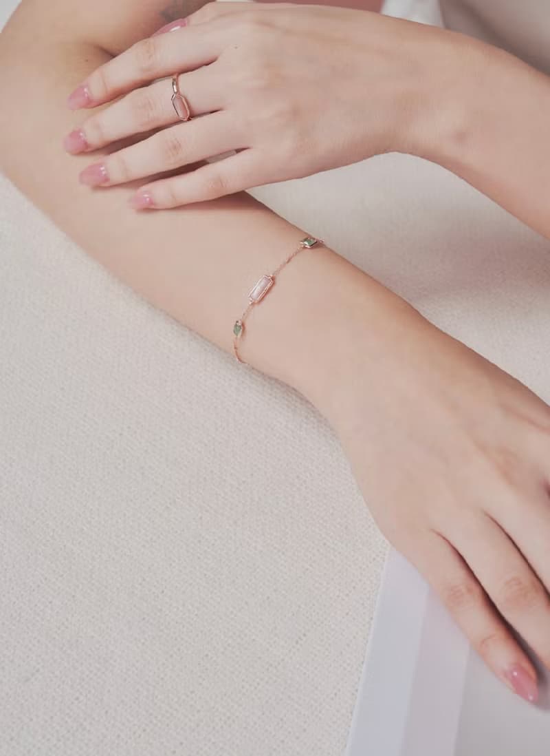 花語水晶手鍊/蜜桃月光石水晶/東菱石水晶/純銀輕珠寶