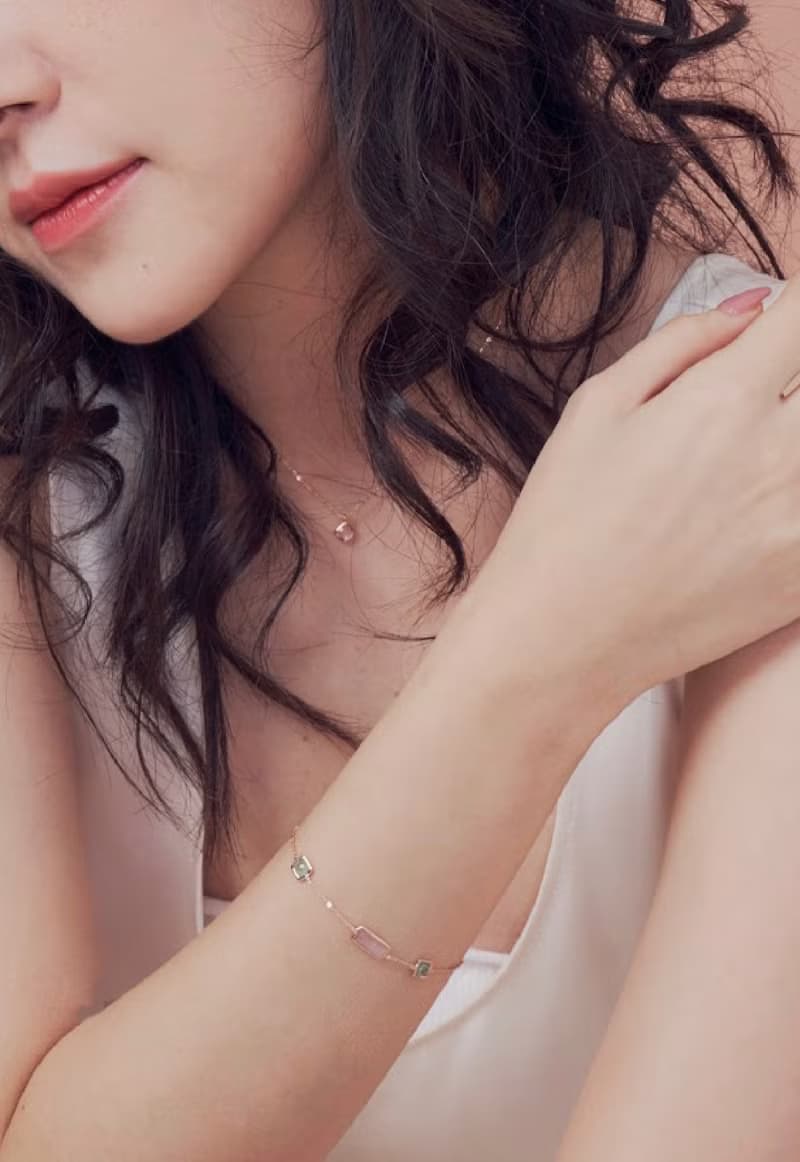 花語水晶手鍊/蜜桃月光石水晶/東菱石水晶/純銀輕珠寶