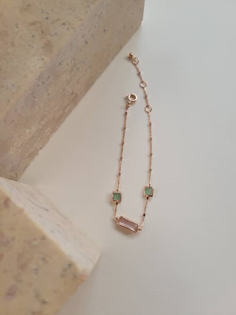 花語水晶手鍊/蜜桃月光石水晶/東菱石水晶/純銀輕珠寶