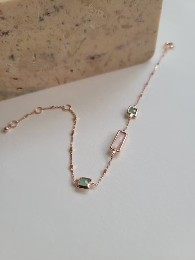 花語水晶手鍊/蜜桃月光石水晶/東菱石水晶/純銀輕珠寶