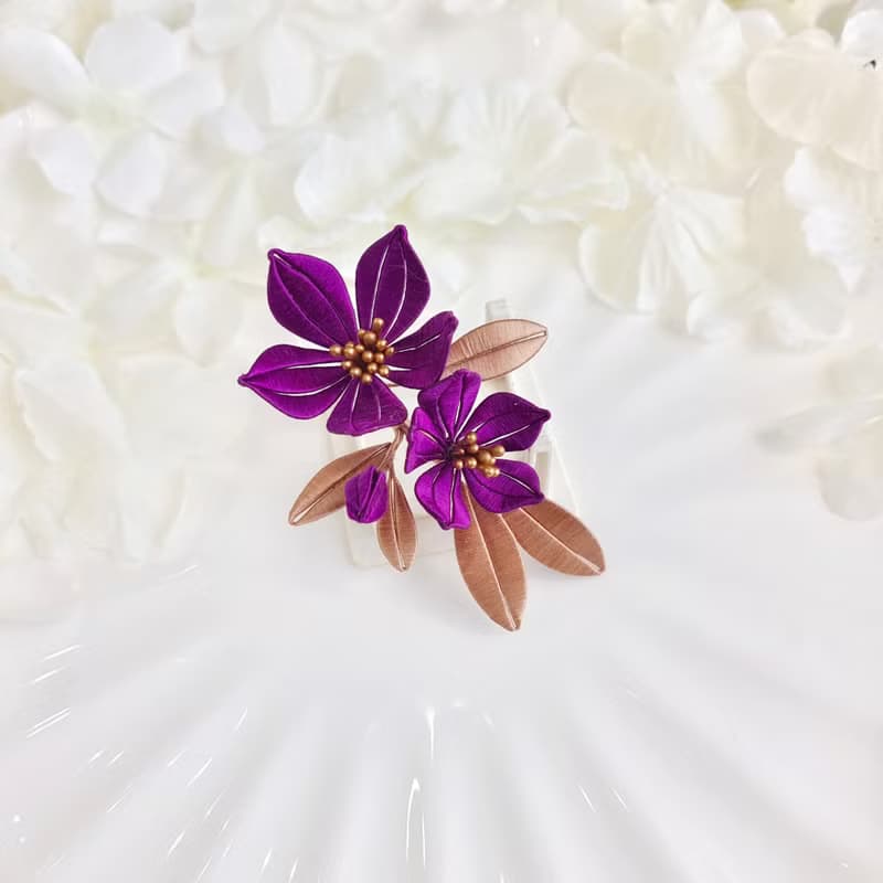 百合花髮夾 纏花 春仔花 和服發飾 天然真絲 蠶絲 髮夾