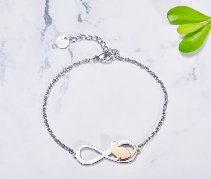 回頭的貓手鍊 - 永恆與貓系列-抗敏醫療鋼