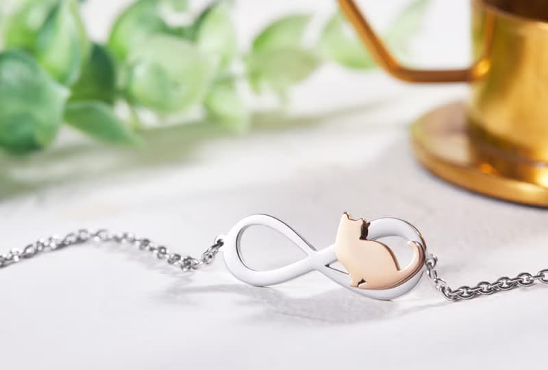 回頭的貓手鍊 - 永恆與貓系列-抗敏醫療鋼