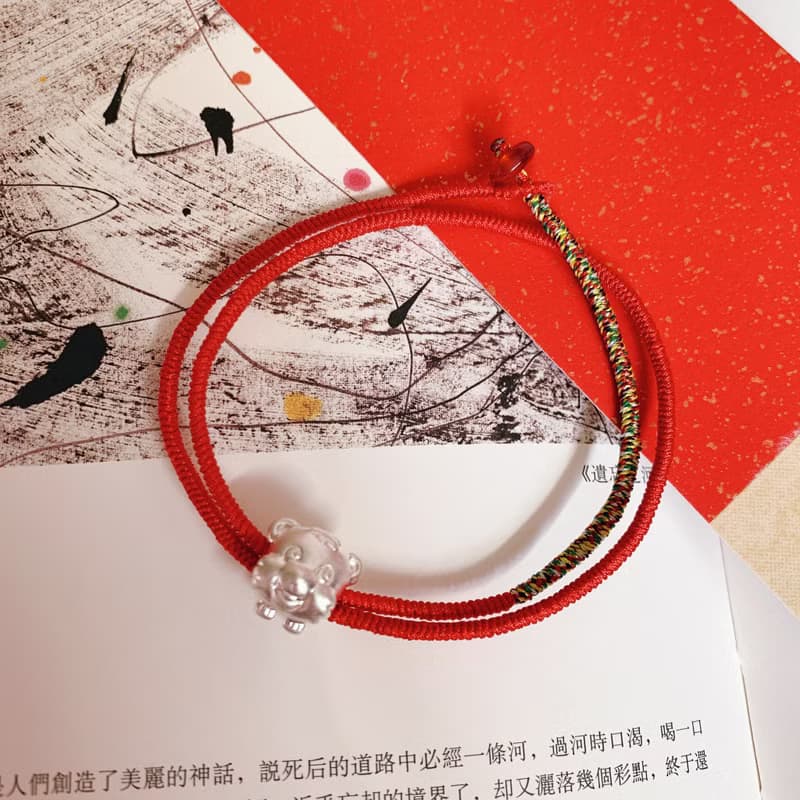 手作 福星高照。老虎純銀編織手繩 紅色好運新年闢邪幸福平安手鏈