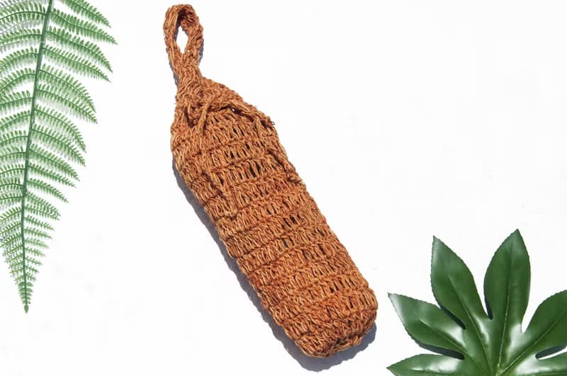 手工麻繩水壺袋/手工麻線水壺袋/保溫瓶袋/飲料提袋-棉麻橘色(大)