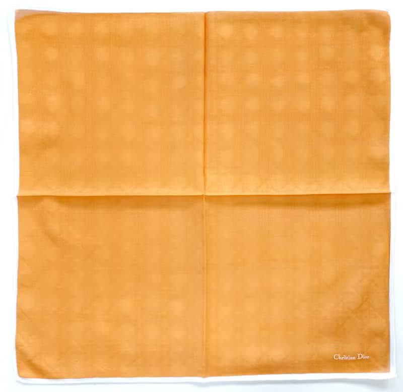 Christian Dior Vintage Handkerchief Pocket Square Orange 20.5 x 20.5 inches