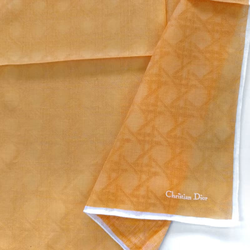 Christian Dior Vintage Handkerchief Pocket Square Orange 20.5 x 20.5 inches