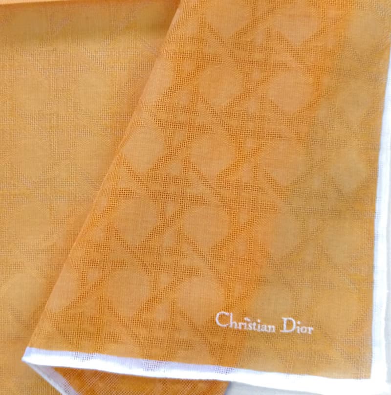 Christian Dior Vintage Handkerchief Pocket Square Orange 20.5 x 20.5 inches